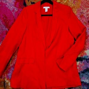 H&M Red Open Blazer